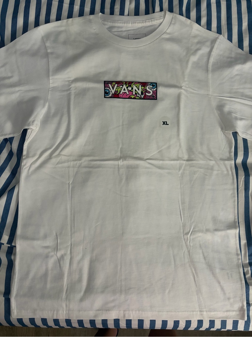 Vans White Short-Sleeve Tee with Colorful Logo Box